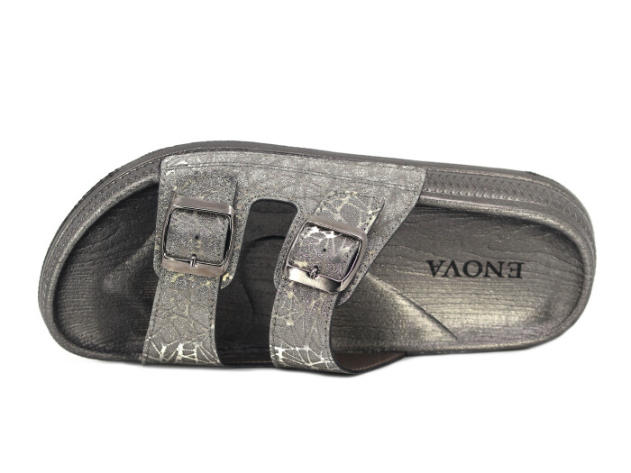 Enova Zenne Z14-0101 Çift Toka Günlük Terlik Füme - Enova (1)