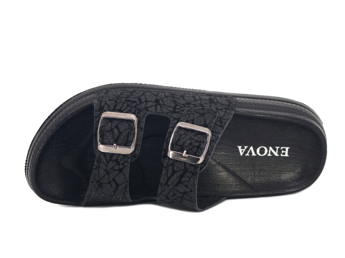 Enova Zenne Z14-0101 Çift Toka Günlük Terlik Siyah - Enova (1)