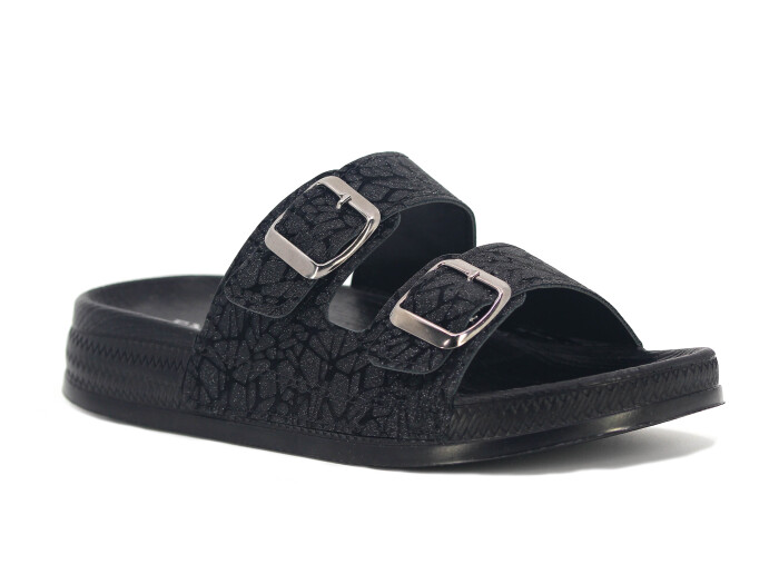 Enova Zenne Z14-0101 Çift Toka Günlük Terlik Siyah - Enova