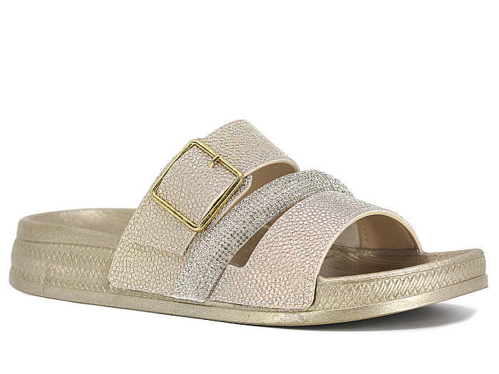 Enova Zenne Z14-0103 Üç Bant Günlük Terlik Altın - Enova