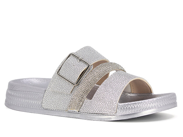 Enova Zenne Z14-0103 Üç Bant Günlük Terlik Gümüş - Enova