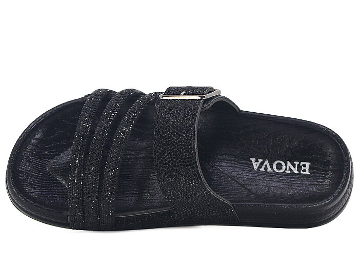 Enova Zenne Z14-0104 Taşlı Tokalı Günlük Terlik Siyah - Enova (1)