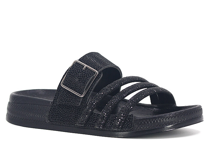 Enova Zenne Z14-0104 Taşlı Tokalı Günlük Terlik Siyah - Enova