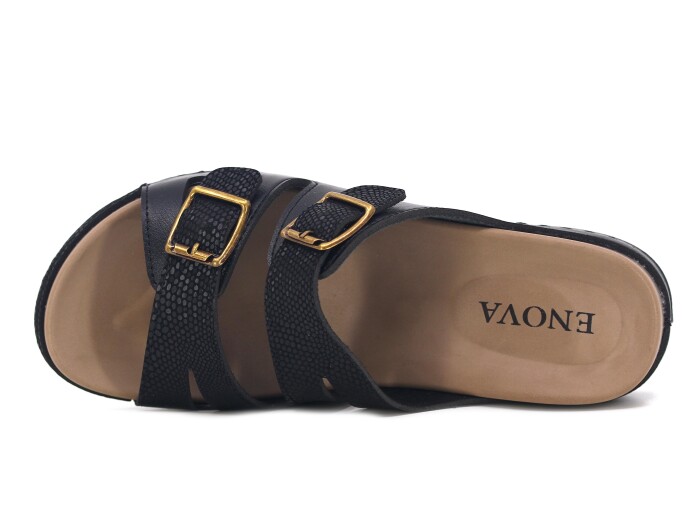 Enova Zenne Z156-0103 Çift Toka Kutulu Günlük Terlik Siyah - Enova (1)