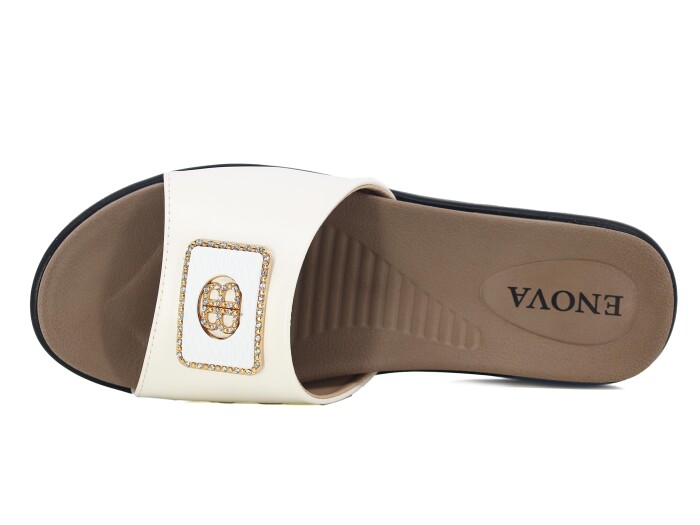 Enova Zenne Z162-0103 Kutulu Günlük Terlik Beyaz - Enova (1)