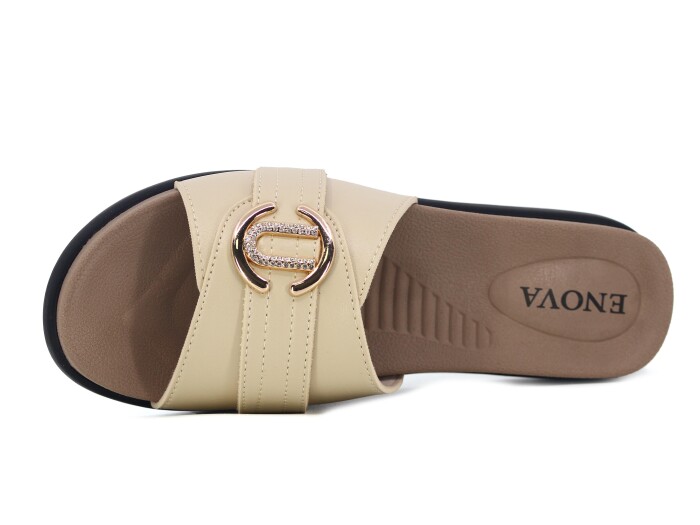 Enova Zenne Z162-0109 Kutulu Günlük Terlik Krem - Enova (1)