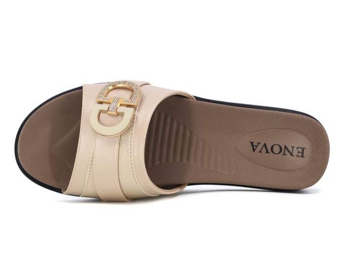 Enova Zenne Z162-0112 Tokalı Kutulu Günlük Terlik Krem - Enova (1)