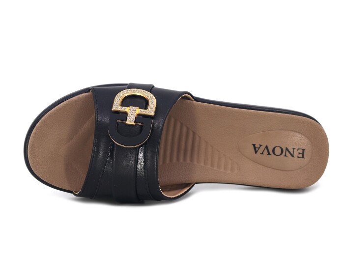 Enova Zenne Z162-0112 Tokalı Kutulu Günlük Terlik Siyah - Enova (1)