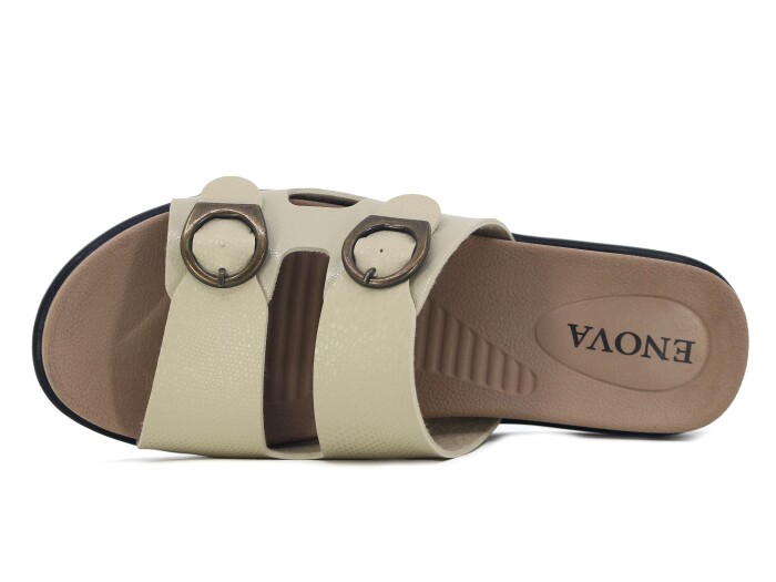 Enova Zenne Z162-0121 Kutulu Günlük Terlik Krem - Enova (1)