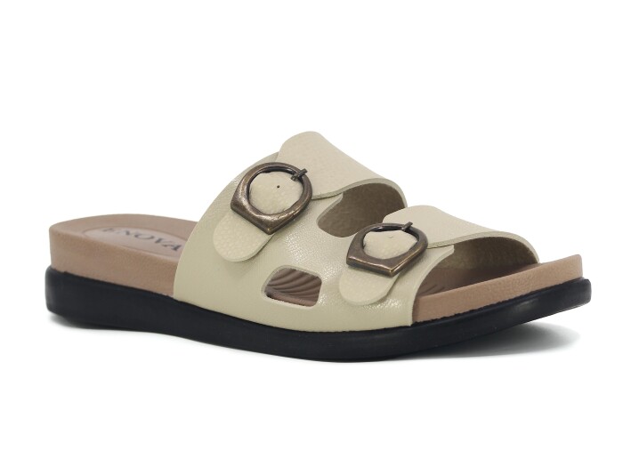 Enova Zenne Z162-0121 Kutulu Günlük Terlik Krem - Enova