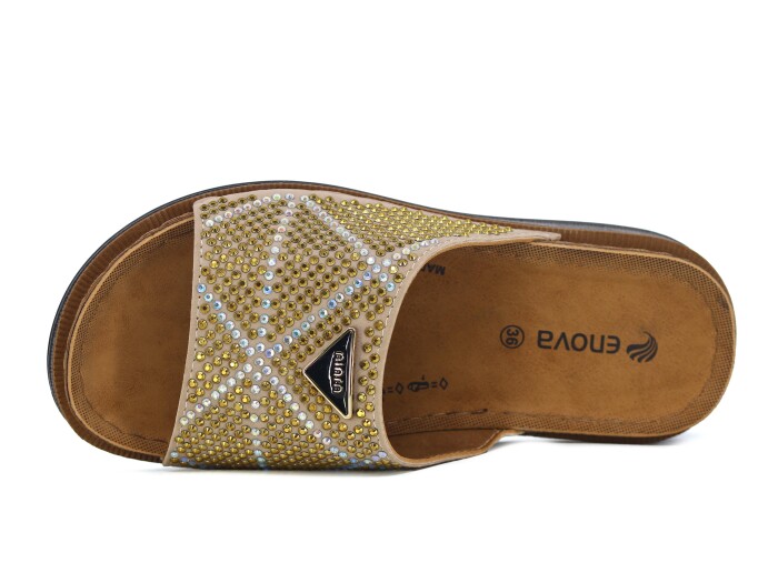 Enova Zenne Z163-0122 Kutulu Günlük Terlik Krem - Enova (1)