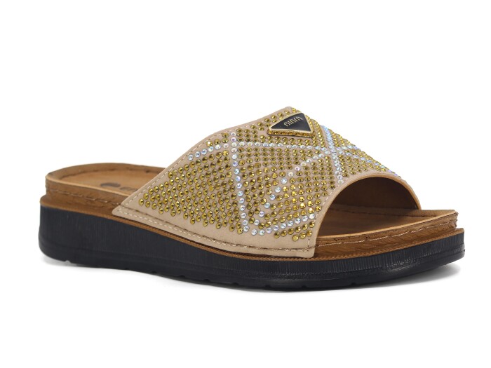 Enova Zenne Z163-0122 Kutulu Günlük Terlik Krem - Enova