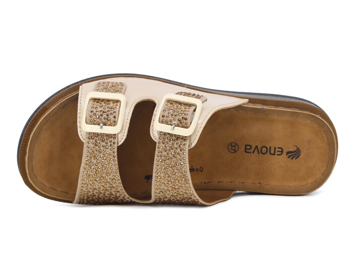 Enova Zenne Z163-0124 Kutulu Günlük Terlik Krem - Enova (1)