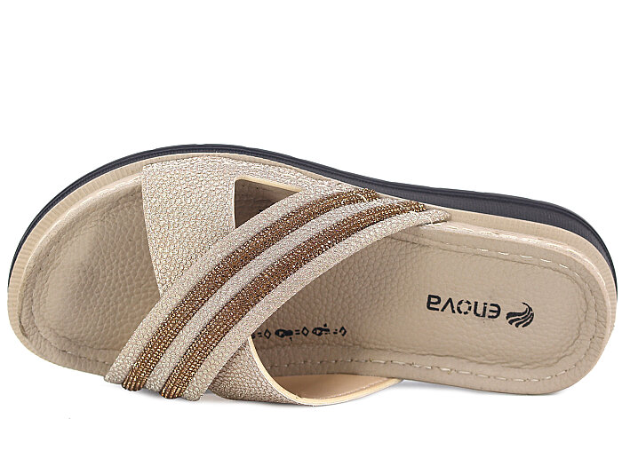 Enova Zenne Z163-0131 Çapraz Bantlı Günlük Terlik Altın - 2