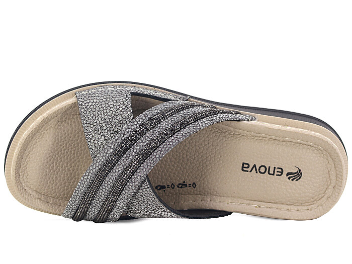 Enova Zenne Z163-0131 Çapraz Bantlı Günlük Terlik Füme - Enova (1)