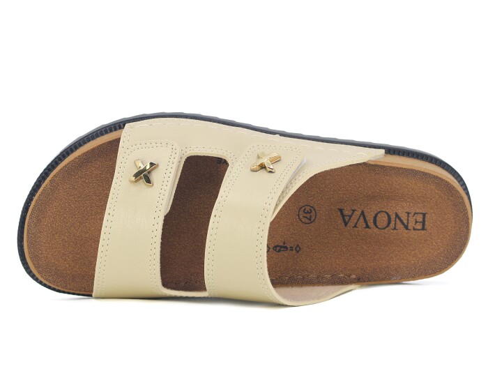 Enova Zenne Z166-0116 Kutulu Günlük Terlik Krem - Enova (1)