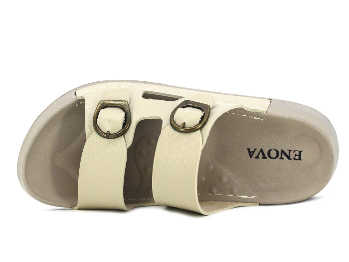 Enova Zenne Z167-0117 Kutulu Günlük Terlik Krem - Enova (1)