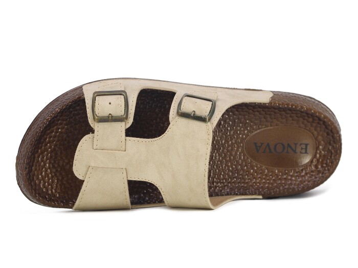 Enova Zenne Z169-0106 Kutulu Günlük Terlik Krem - Enova (1)