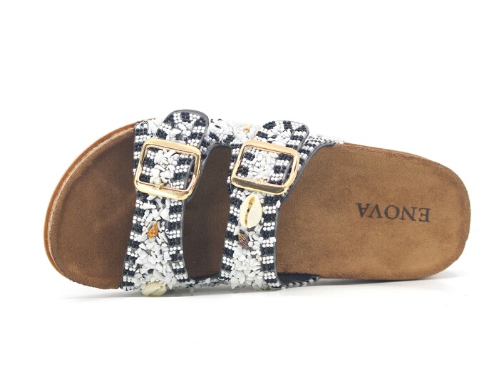 Enova Zenne Z183-0101 Çift Toka Taşlı Günlük Terlik Siyah - 2