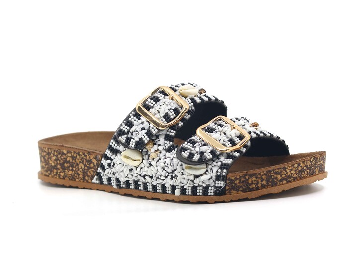 Enova Zenne Z183-0101 Çift Toka Taşlı Günlük Terlik Siyah - Enova