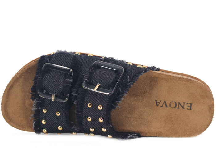 Enova Zenne Z183-0115 Çift Toka Taşlı Günlük Terlik Siyah - 2