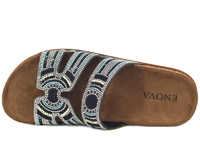 Enova Zenne Z183-0116 Çift Toka Taşlı Günlük Terlik Siyah - Enova (1)