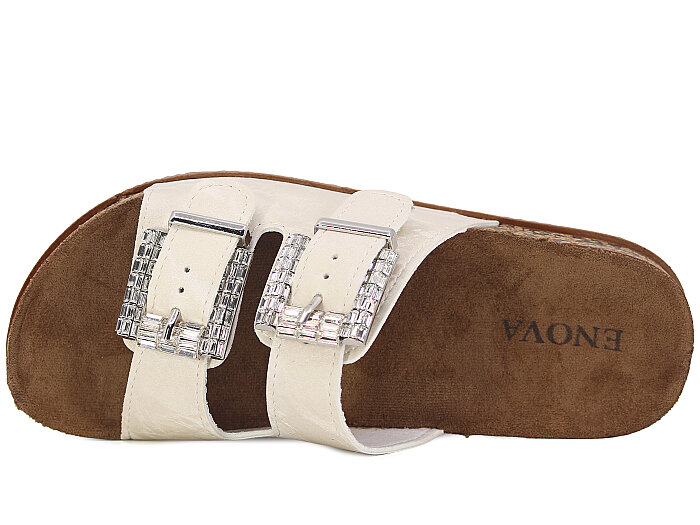 Enova Zenne Z183-0129 Çift Toka Taşlı Günlük Terlik Bej - 2