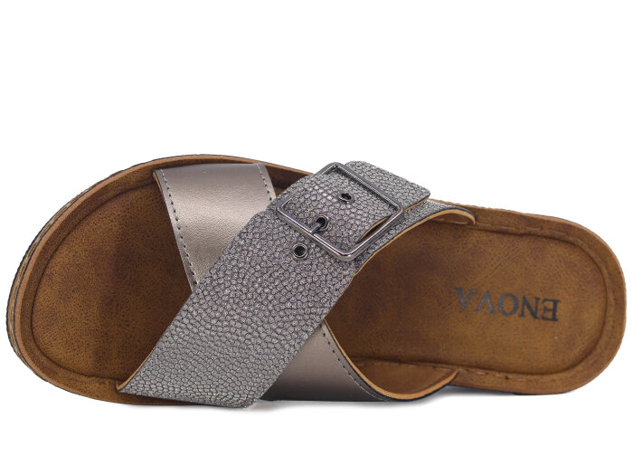 Enova Zenne Z77-0101 Çapraz Tokalı Günlük Terlik Füme - 2