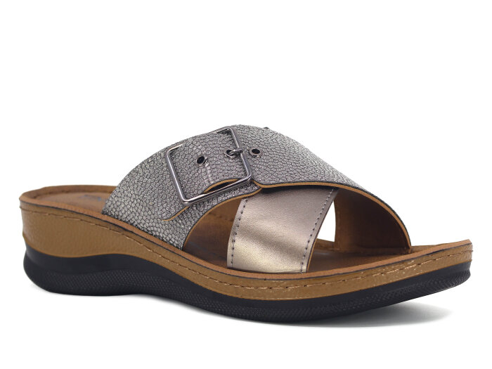 Enova Zenne Z77-0101 Çapraz Tokalı Günlük Terlik Füme 