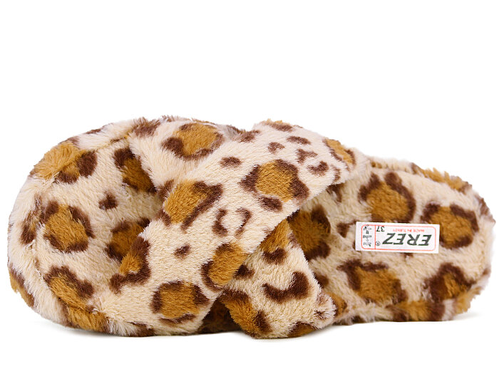 Erez Zenne Çapraz Burnu Açık Ev Terliği Leopar Taba - 2