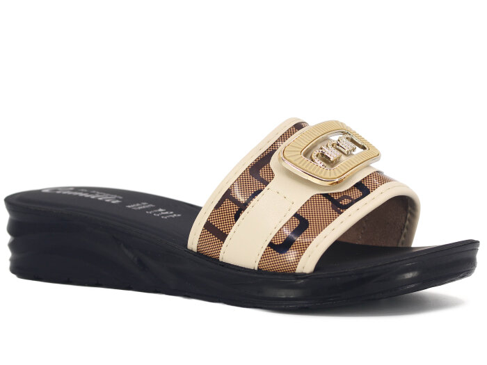 Espadin Zenne Z-1903 Tokalı Günlük Terlik Bej - Espadin