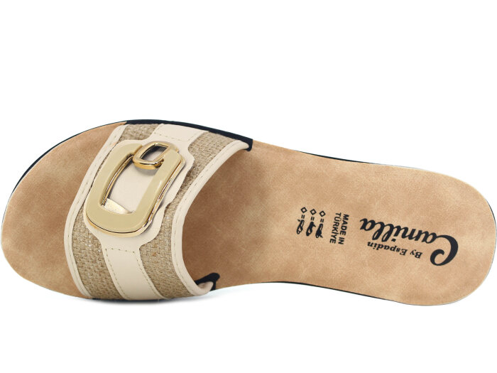 Espadin Zenne Z-1906 Kare Tokalı Günlük Terlik Bej - 2