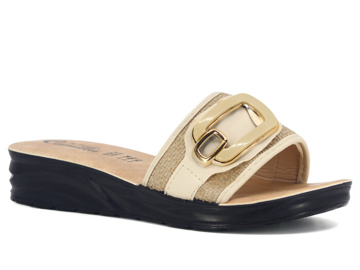 Espadin Zenne Z-1906 Kare Tokalı Günlük Terlik Bej - 1