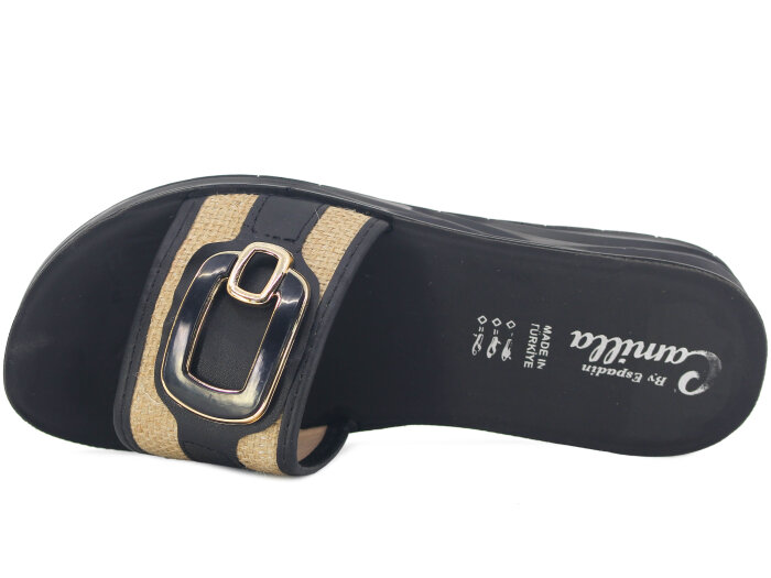 Espadin Zenne Z-1906 Kare Tokalı Günlük Terlik Siyah - Espadin (1)