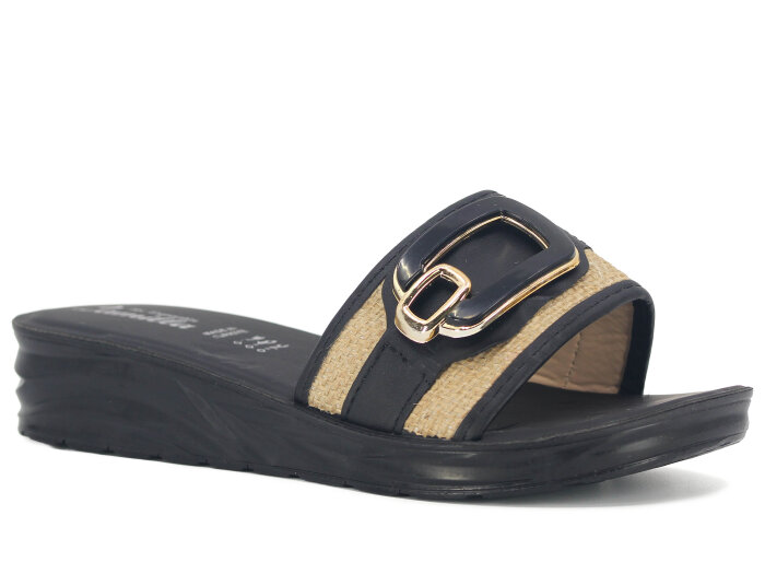 Espadin Zenne Z-1906 Kare Tokalı Günlük Terlik Siyah 