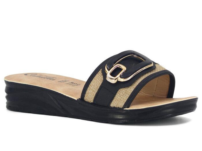 Espadin Zenne Z-1906 Kare Tokalı Günlük Terlik Vizon - Espadin