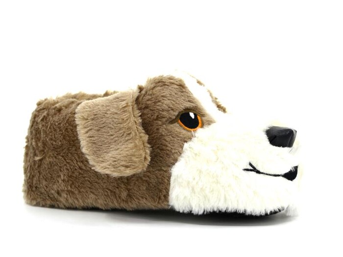 Esra Merdane Hayvanlı Ev Ayakkabısı Köpekli Kahve - Esra