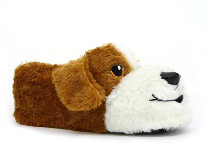 Esra Merdane Hayvanlı Ev Ayakkabısı Köpekli Taba - Esra