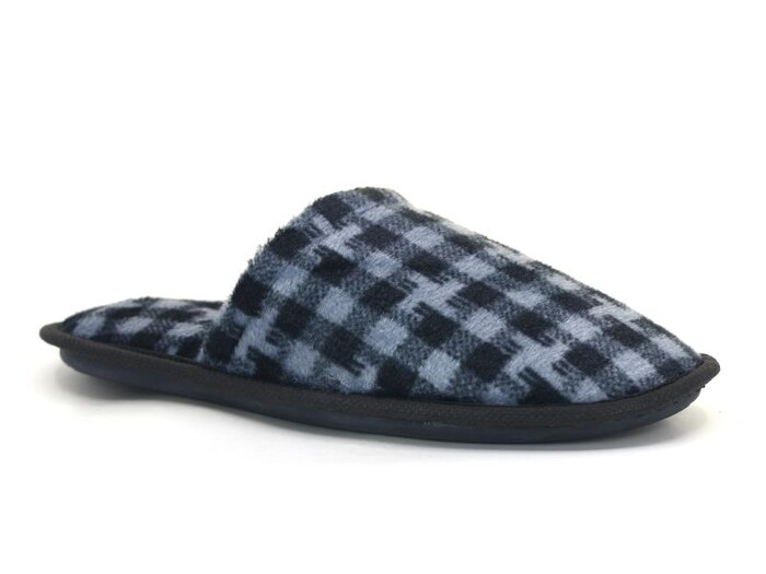 Auris Merdane İthal Lüx Çanak Terlik Ekose Gri 