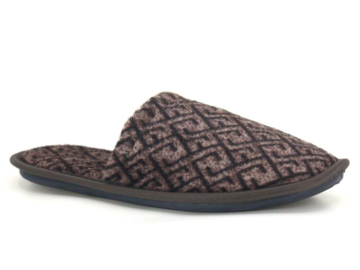 Auris Merdane İthal Lüx Çanak Terlik Kareli Kahve - Auris