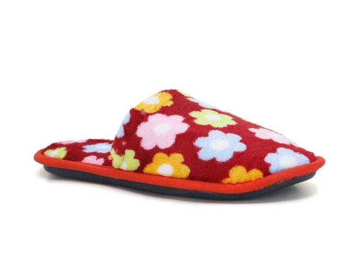 Auris Zenne İthal Çanak Terlik Çiçekli Kırmızı - Auris