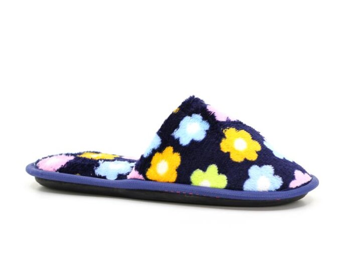 Auris Zenne İthal Çanak Terlik Çiçekli Lacivert - Auris