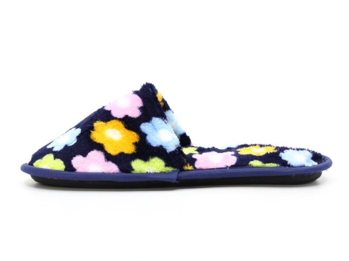 Auris Zenne İthal Çanak Terlik Çiçekli Lacivert - 2