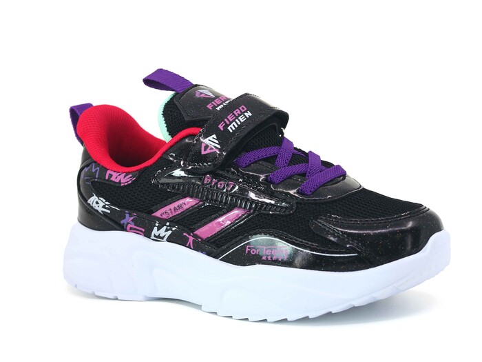 Fiero Mien Filet 075 Anorak Spor Ayakkabı Siyah - Fuşya - Thumbnail