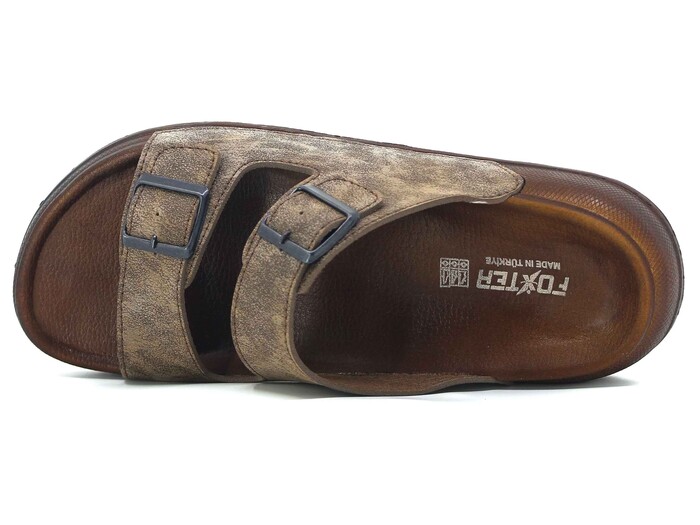 Foxter Merdane 25103 Çift Toka Monta Günlük Terlik Vizon - Foxter (1)