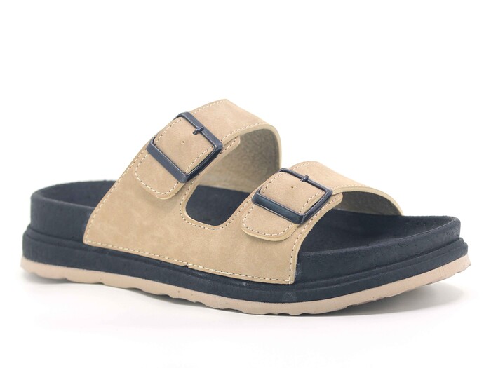 Foxter Merdane 5015 Çift Toka Köpük Taban Monta Günlük Terlik Bej - Foxter