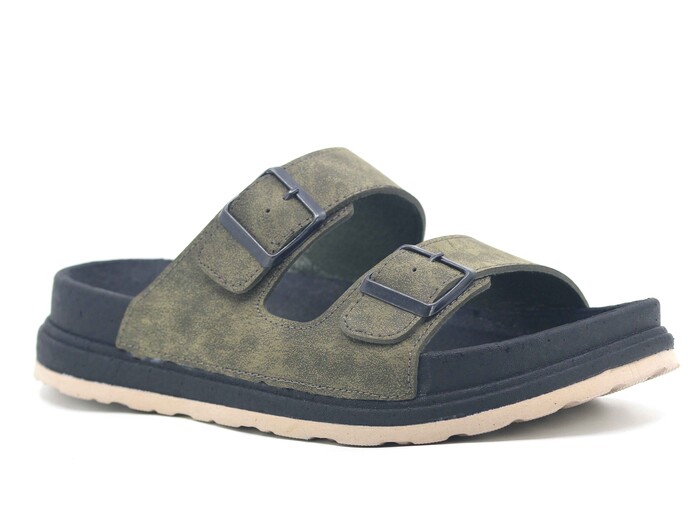 Foxter Merdane 5015 Çift Toka Köpük Taban Monta Günlük Terlik Haki - Foxter