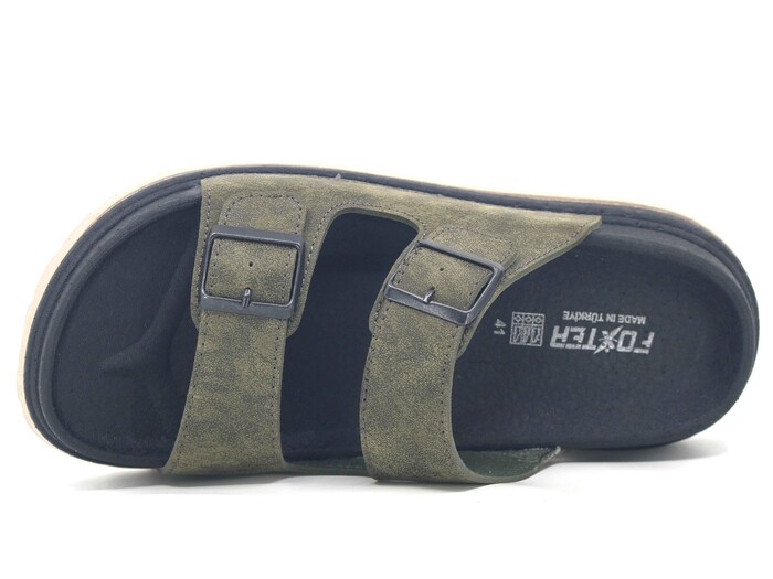 Foxter Merdane 5015 Çift Toka Köpük Taban Monta Günlük Terlik Haki - Foxter (1)