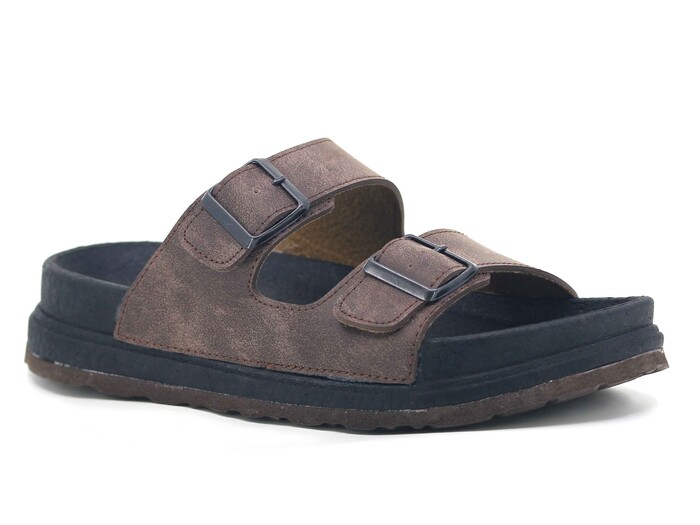 Foxter Merdane 5015 Çift Toka Köpük Taban Monta Günlük Terlik Kahve - Foxter