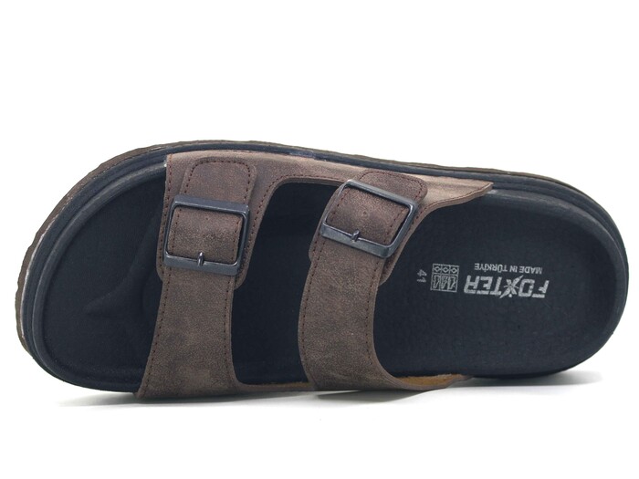 Foxter Merdane 5015 Çift Toka Köpük Taban Monta Günlük Terlik Kahve - Foxter (1)